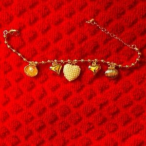Gold Heart Charm Bracelet